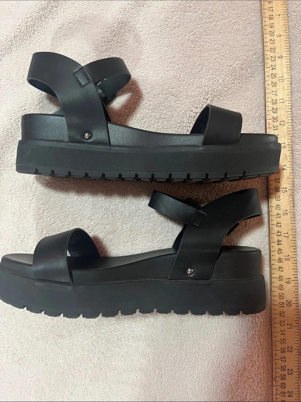 MIA Kayci Black Open-Toe Slide Sandals with Ankle Strap